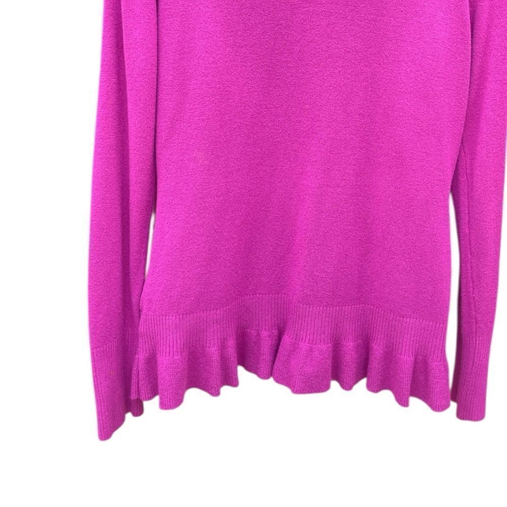 VILA Fuchsia Ruffle Trim Cardigan zipper Long Sleeve Large - Picture 4 of 7
